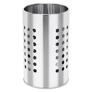 EORTA Stainless Steel Kitchen Utensil Holder Flatware Cylinder Silverware Draining Organizer Drying Rack with Round Drain Holes for Forks Knives Spoons Chopsticks Medium