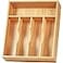 Umilife Bamboo Kitchen Drawer Organizer 11 Inch Silverware Utensils Tray Holder with Grooved Dividers 24 High Wood Caddy for Flatware Cutlery Knives