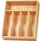 Umilife Bamboo Kitchen Drawer Organizer 11 Inch Silverware Utensils Tray Holder with Grooved Dividers 24 High Wood Caddy for Flatware Cutlery Knives