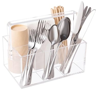 My Space Organizers Utensil Holder Silverware Caddy Countertop Cutlery Organizer For Napkins Flatware Spoon Fork Knife For Picnic Party Plastic Acrylic