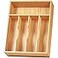 Umilife Kitchen Drawer Organizer 10 Inch Silverware Utensil Tray Holder Extra Deep with NonSlip Feet Grooved Drawer Divider 5 Slots Total Bamboo Wood Caddy for Flatware Cutlery Knives
