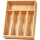 Umilife Kitchen Drawer Organizer 10 Inch Silverware Utensil Tray Holder Extra Deep with NonSlip Feet Grooved Drawer Divider 5 Slots Total Bamboo Wood Caddy for Flatware Cutlery Knives
