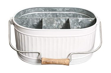 Alpha Living Home Rustic Heavy Duty Alloy MultiCompartment Silverware Caddy Metal Utensil Versatile AllinOne Organizer for Kitchen Bathroom Office Utensils Flatware and Accessories White
