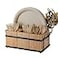 PTSTING Silverware Caddy Wood Utensil Holder Paper Plate Dispenser Silverware Utensil Caddy Cutlery Flatware Organizer Box for Spoons Forks Plates Napkins