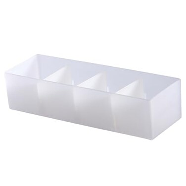 evhooe 4 Section Drawer Organizer Tray with Removable Partitions Stackable Translucent Plastic Divided Organizer Bins for Office Desktop 58x30x15cm 2283x1181x591in