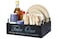 Rehuei Paper Plate Holder Utensil Caddy Organizer Rustic Wood Disposable Plate Dispenser with Handles for Cups Forks Spoons Napkins and Silverware Holders handle paper plate holder