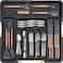 Homecor Silverware Organizer Expandable Large Kitchen Drawer Organizer Utensil Organizer with 2 Removable Knife Blocks 22x 19Cutlery Tray Drawer Dividers for Kitchen Flatware69 Slots Black