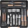 Homecor Silverware Organizer Expandable Large Kitchen Drawer Organizer Utensil Organizer with 2 Removable Knife Blocks 22x 19Cutlery Tray Drawer Dividers for Kitchen Flatware69 Slots Black