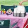 NACIMAX Paper Plate Organizer with Handle for Countertop Metal Silverware Caddy for Cup Napkin Fork and Spoon Paper Plate and Utensil Holder Cutlery Caddy for Party Camping Picnic Black
