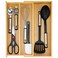Hilislog Large Bamboo Silverware Drawer Organizer Tray Kitchen Tool Drawer Divider Organizers Storage Expandable Cooking Utensil Organizer Wooden Cutlery Tray Spoon Flatware Organizers Utensil Holder