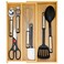 Hilislog Large Bamboo Silverware Drawer Organizer Tray Kitchen Tool Drawer Divider Organizers Storage Expandable Cooking Utensil Organizer Wooden Cutlery Tray Spoon Flatware Organizers Utensil Holder