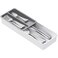 Lifewit Compact Silverware Organizer for Kitchen Drawer Narrow Flatware Tray Holder Plastic Cutlery Spoons Forks and Knives Storage WhiteGray 1 Pack