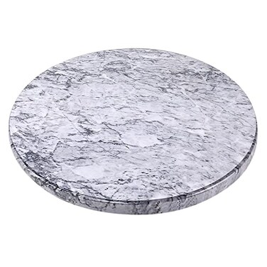 Flexzion Round Marble Cutting Board for Kitchen 12 Inch Marble Cheese Board Slab for Baking Charcuterie Pastry NonStick Heat Resistant Stone Serving Board for Countertop White