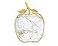 Godinger Cutting Board Carving Board for Meat Fruit and Bread White and Gold Metal Marble Design Apple Shaped 1375X10