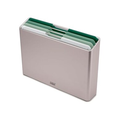 Joseph Joseph Folio 4Piece Colour coded Cutting Board Set Slimline case for organized Kitchen storage Sage Green