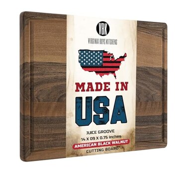 Virginia Boys Kitchens Walnut Wood Cutting Board Made in USA Reversible by