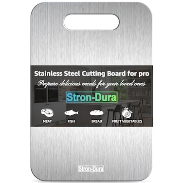 Stron-Dura StronDura Cutting Board Stainless Steel Cutting Board Foodgrade Cutting Boards for Kitchen Titanium Cutting Board for MeatFruit Vegetables Double Side Use Odor free L 15 11