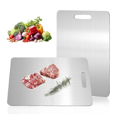 NGWDBA Katori Titanium Cutting Board100 Pure Titanium Cutting Boards for Kitchen Non ToxicDouble Sided Dishwasher Safe Cutting Board for MeatFruits and VegetablesEasy To Clean1PCL1535 1102