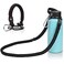 Wongeto Paracord Handle with Shoulder Strap Compatible with Hydro Flask Wide Mouth Water Bottles 12oz 64 ozWater Bottle Strap for Walking Biking Hiking CampingBlack 1