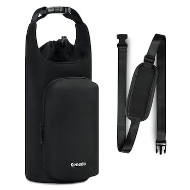 Ceneda Water Bottle Carrier Bag with Phone Pocket 32oz 40oz Tumbler Insulated Water Bottle Holder with Adjustable Shoulder Strap Carrier Sling Bag Black