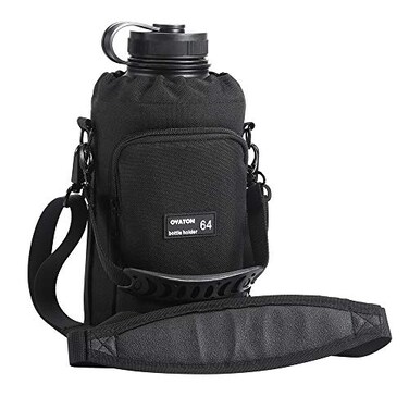 OYATON Water Bottle Holder With Strap for 64oz Bottles Water Bottle Carrier Bag With Pocket and Handle for Walking Travel and HikingExclude Bottle