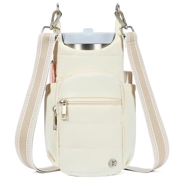 Telena Water Bottle Holder with Strap RFID Crossbody Bags for Women for Walking Hiking Cycling Beige Yellow