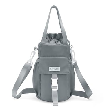 BAVELOE Water Bottle Holder with Strap Phone Pocket 32oz 40oz 64oz Tumbler Water Bottle Carrier Sling Bag Crossbody Grey