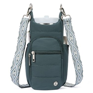 Telena Water Bottle Holder with Strap RFID Crossbody Bags for Women for Walking Hiking Cycling Green