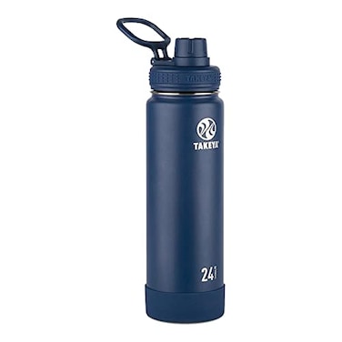 Takeya Actives Stainless Steel Water Bottle Insulated Spout Lid Keeps Drinks Cold 24 Hrs Leakproof Durable Dishwasher Safe Ideal for Gym Travel Fits Most Cup Holders 24 ozMidnight Blue