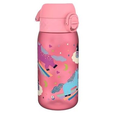 Ion8 LeakProof Kids Water Bottle 350ml12oz Pink Unicorn BPAFree Odor Resistant Recyclon Polymer with OneTouch Flip Lid Carry Loop No Straw Dishwasher Safe CupholderBackpack Friendly