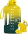 AQUAFIT 64 oz Water Bottle with Time Marker Straw Chug Lid BPA Free Half Gallon Gym Water Bottle with Handle Big Gallon Jug Forest Fade 64 Ounces