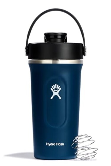 Hydro Flask Shaker Bottle Insulated Stainless Steel Gym Bottle for Pre Workout Protein 24 Oz Indigo Blue
