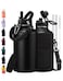 ICIOI 12 Gallon Water Bottle Insulated Keep Cold 48H with Carrier Pouch Straw Auto Spout Lid Paracord Handle Protective Boot 64oz Water Jug Half Gallon Stainless Steel Flask Set