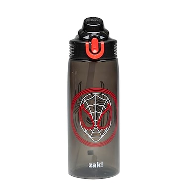 Zak Designs Marvel SpiderMan Sage Water Bottle For School or Travel 25oz Durable Plastic Water Bottle With Straw Handle and LeakProof PopUp Spout Cover Miles Morales