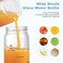 Olivego 16oz Juice Bottles 4 Pack Wide Mouth Glass Bottles with Lids BPA Free Stainless Steel Lids for Juicing Smoothies Infused Water Beverage Storage Leakproof Borosilicate Clear