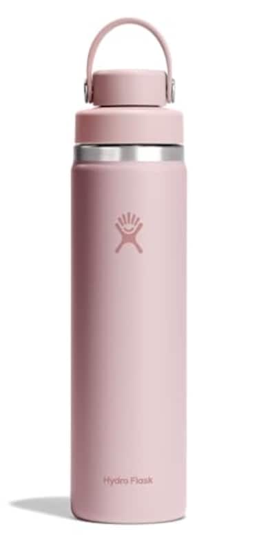 Hydro Flask Water Bottle Insulated Stainless Steel Wide Chug Lid Non Spill Leakproof in 24 Oz Tonal Trillium Pink