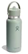 Hydro Flask Water Bottle Insulated Stainless Steel Wide Mouth Flex Straw Lid Non Spill Leakproof and Refillable in 32 Oz Tonal Agave