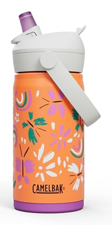 CamelBak Thrive Flip Straw Kids Bite Valve Stainless Steel Water Bottle Butterfly Rainbow 12oz