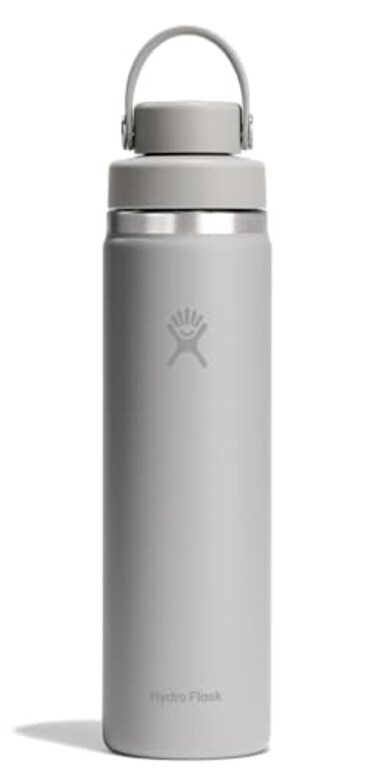 Hydro Flask Water Bottle Insulated Stainless Steel Wide Mouth Chug Lid Non Spill Leakproof in 24 Oz Birch Gray