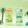 Zak Designs Atlantic Kids Water Bottle For School or Travel 16oz Durable Plastic Water Bottle With Straw Handle and LeakProof PopUp Spout Cover 2Pack Surf Boards and Palm Trees