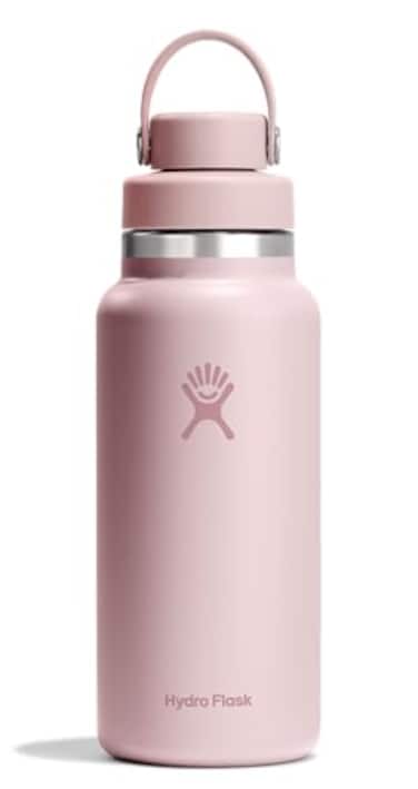 Hydro Flask Water Bottle Insulated Stainless Steel Wide Mouth Chug Lid Non Spill Leakproof in 32 Oz Tonal Trillium Pink