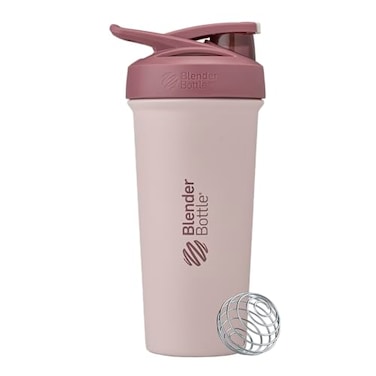 BlenderBottle Sport Sleek Shaker Cup Insulated Stainless Steel Water Bottle with Wire Whisk 25Ounce RedTan Sahara Sunset