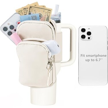 SUITMAT Water Bottle Pouch for Stanley Quencher Series Tumbler Pouch Bag for Stanley Cup Accessories Cup Backpack with Multiple Pockets for Phone Cards Keys Bag Only