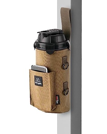 Monggria Magnetic Water Bottle Holder Builtin Magnet for Easy Attachment to Exercise Equipment MultiPurpose with Sling Waterproof Cordura Used Durability Sand Beige