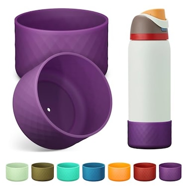 Alwenid 2PCS Silicone Water Bottle Boot for Owala 32 Oz AntiSlip Protective Sleeve Bottom Bumper Protector for FreeSip Twist and Flip Stainless Steel Water Bottles Dark Purple