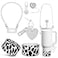 VirgoCCY 5PCS Stanley Cup Accessories Set 3040 Oz Includes 1pcs 04in Straw Covers 1 Water Bottle Handle Strap 2 Cute Love Heart Chain Hanging Charms 1 Cow Silicone Boot White Cow