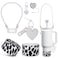 VirgoCCY 5PCS Stanley Cup Accessories Set 3040 Oz Includes 1pcs 04in Straw Covers 1 Water Bottle Handle Strap 2 Cute Love Heart Chain Hanging Charms 1 Cow Silicone Boot White Cow