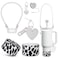 VirgoCCY 5PCS Stanley Cup Accessories Set 3040 Oz Includes 1pcs 04in Straw Covers 1 Water Bottle Handle Strap 2 Cute Love Heart Chain Hanging Charms 1 Cow Silicone Boot White Cow