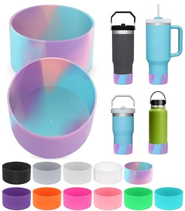 PICcircuit 2PCS for Stanley Boot Silicone Bottom for Quencher Adventure 40oz 30oz IceFlow 20oz 30oz Bottlefor Hydroflask Tumbler 1224oz for Stanley Cup Accessories Avoid ScratchesNoise