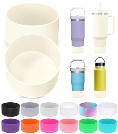 PICcircuit 2PCS for Stanley Boot Silicone Bottom for Quencher Adventure 40oz 30oz IceFlow 20oz 30oz Bottlefor Hydroflask Tumbler 1224oz for Stanley Cup Accessories Avoid ScratchesNoise